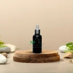 Црно стаклено шише со пипета – 30ml (сребрен прстен)