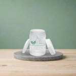 Проѕирна козметичка кутија 200ml со бело капаче